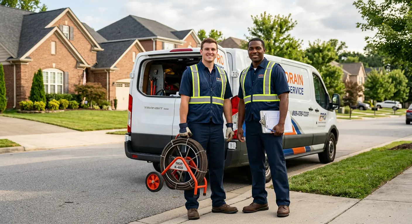 Sewer and drain service team with equipment ready for work in Hot Springs Village