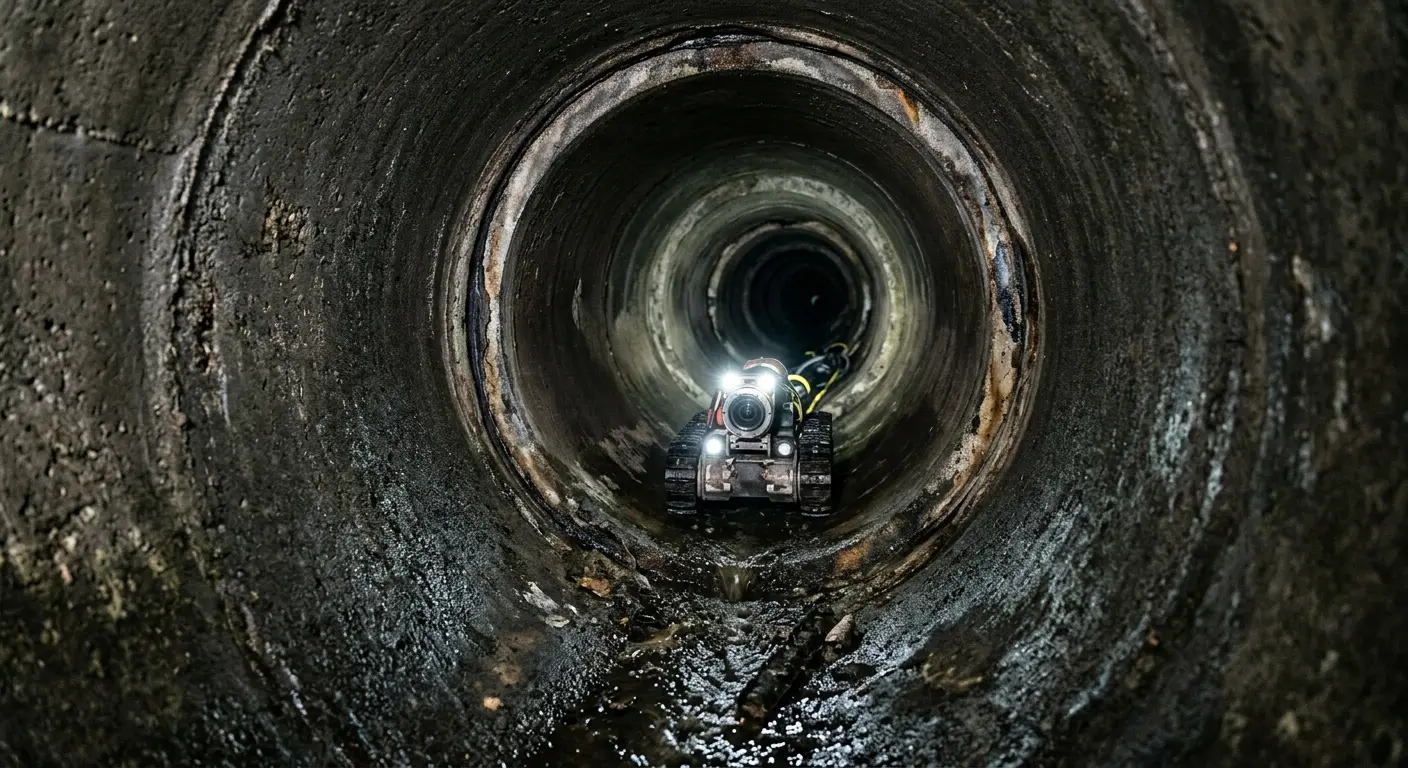 Robotic sewer camera inspecting pipe interior for Drain Snake Service in Hot Springs Village